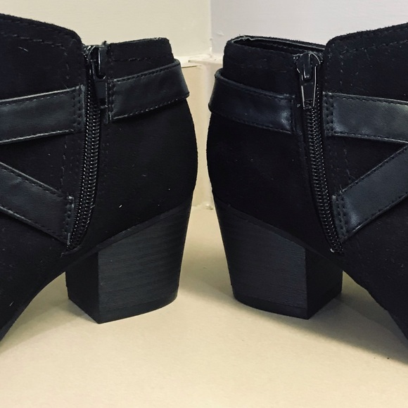 Black Suede Booties with Silver Buckles - Picture 3 of 4